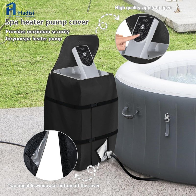 Hadisi Hot Tub Spa Heater Pump Cover,Waterproof Hot Tub Insulated Pump Cover for Multiple Brands (Black,Square) - Image 5